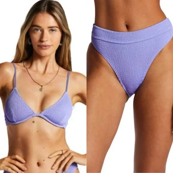 Billabong Summer High Reese and Summer High Rider Violet Cove Bikini size 14 NWT - Picture 1 of 9